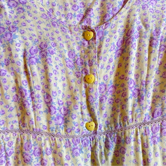 LoveShackFancy Dress Regina Floral Button Up MIDI Dress Size 8 Yellow Purple - Picture 9 of 16